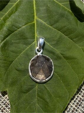 Zawadi Sapphire Golden Brown Multi Faceted Mini Pendant  Solid Sterling Silver